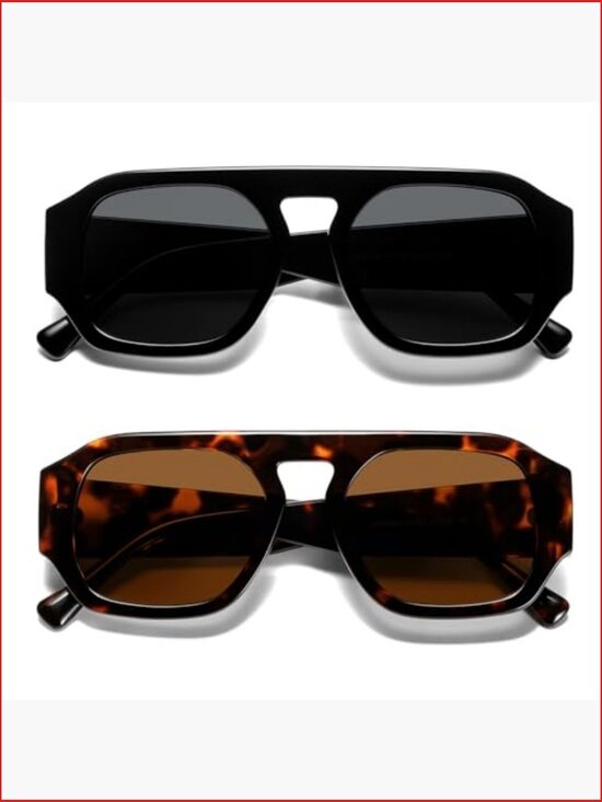 Polarized Retro Square Sunglasses for Women Men UV400 Protection main image 4